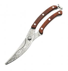 Damascus Grain Colorful Wooden Handle Stainless Steel Chicken Bone Scissors